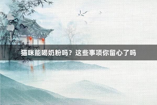 猫咪能喝奶粉吗？这些事项你留心了吗
